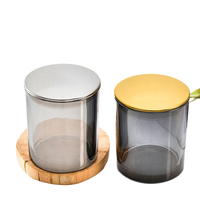 Pot à bougie en verre givré vert avec couvercle pour bougies de 7 oz, 10 oz, 14 oz, accessoire d'éclairage et de décoration pour la maison