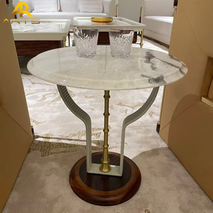 Mesa Esquinera de Mármol Premium Original para Dormitorio, Madera de Caoba con Juego de Mesa de Centro Redonda para Muebles de Sala de Estar - Product Image 2