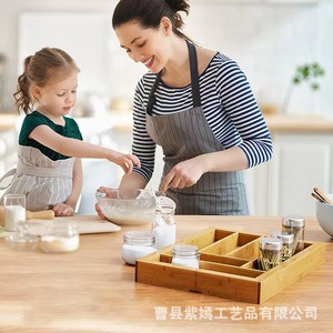 <b>Kitchen</b> Drawer Organizer Wooden Cutlery <b>Storage</b> <b>Box</b> With Compartments For Knife Spoon Fork Holder Rectangular Standing Type - Product Image 4