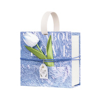 Neuer Stil Kleine Frische Quadratische Geschenkbox aus Beschichtetem Papier mit Ölgemälde-Tulpenmotiv für Valentinstag Geburtstag Leere Box