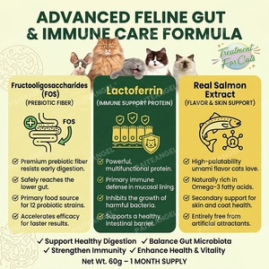 Probiotici e Prebiotici in Polvere per Gatti, 12 Ceppi, 60g, Gusto Salmone, Supporto Digestivo, Etichetta Pulita, GMP, OEM - Product Image 3