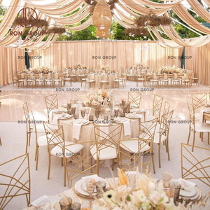 Silla <span class=keywords><strong>de</strong></span> Cuero con Respaldo Cruzado <span class=keywords><strong>de</strong></span> Metal Dorado, Estilo Francés Moderno, <span class=keywords><strong>para</strong></span> Interiores, con Cojín Blanco, <span class=keywords><strong>para</strong></span> Banquetes <span class=keywords><strong>de</strong></span> Boda, Recepciones, <span class=keywords><strong>Sillas</strong></span> Comerciales - Product Image 2