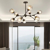 Lustre à bulles en verre moléculaire postmoderne, doré et noir, E27, 8 lumières LED, pour la décoration de la maison, de l'hôtel et des magasins