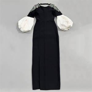 Новое дизайнерское вечернее платье с ручной вышивкой бисером для клубных вечеринок и выпускных балов, с длинными рукавами, в стиле знаменитостей - Product Image 6