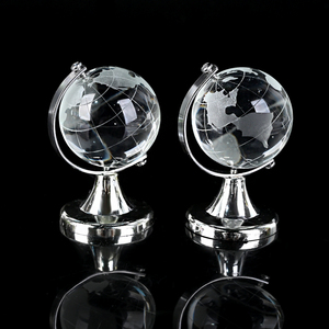 High Quality Handmade Crystal Transparent Glass Laser Engraved Sphere <b>Mini</b> Earth Globe for Decoration - Product Image 5