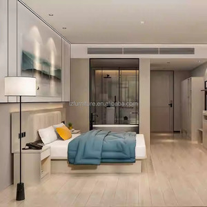 Juego de Muebles de Dormitorio Personalizado para Hotel de 3 Estrellas, Completo con Base de Cama King, Individual y Doble, Cabecera, Soporte para TV, Mesitas de Noche y Armario - Product Image 1