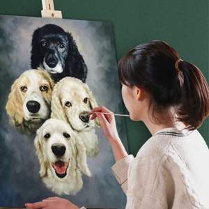 Modern Custom Luxury Handmade Portrait Animal <strong>Pet</strong> Dog Cat Horse Home Wall <strong>Graceful</strong> Art Decor Canvas Oil Painting From Photo - Product Image 1