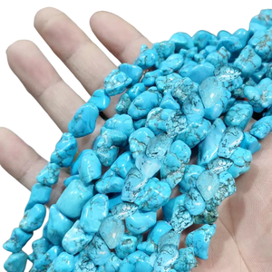 Turquesa de Arizona Azul sin Cortar, Hilo de 20 Pulgadas, Cuentas de Pepita de 4-6MM, Piedra Natural en Bruto Suelta, Suministros para Mayoristas - Product Image 1
