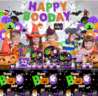 Joyeuses Fêtes d'Halloween : Assiettes, Gobelets, Serviettes, Nappe, Drapeau, Décorations de Gâteau, Ballons et Autres Fournitures à Thème Sorcière, Chauve-souris, Fantôme, Citrouille, Araignée
