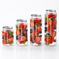 Boîtes en PET transparentes avec impression de logo personnalisée, motifs imprimés, avec anneau de traction, pour sodas, canettes en plastique avec couvercles en aluminium