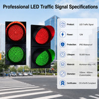 Feux de signalisation routière LED rouges et verts personnalisables à haute visibilité 12W 100-200mm pour les projets de contrôle de la sécurité routière