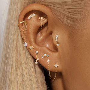 Piercing de cartilage à dos plat en argent sterling S925, bijou minimaliste pour l'oreille, vente en gros pour femmes - Product Image 1