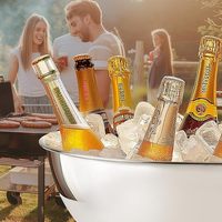 Seau à glace de 15 L de grande taille en acier inoxydable, bol à champagne pour les fêtes, avec de superbes performances et un design élégant, argenté