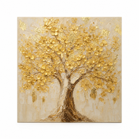 Lukisan Minyak Kanvas Buatan Tangan 50*50cm Bunga Emas Estetika Kecantikan Lukisan Minyak Lukis Tangan untuk Pajangan Dalam Ruangan Rumah