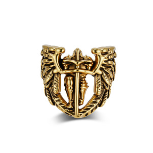 Mountain And Sea Saint Michael Archangel <b>Ring</b> Men's <b>Titanium</b> Steel Wing Design Index Finger <b>Ring</b> Everyday Wear - Product Image 5