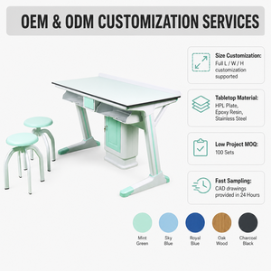 Ensemble table et <span class=keywords><strong>tabouret</strong></span> de laboratoire scientifique 1200x600x770mm avec plateau HPL et armoire de rangement en plastique – Mobilier scolaire pour projets éducatifs – Fourniture pour appels d'offres - Product Image 4