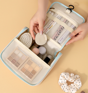 Warna Macaron Baru Gantungan Poliester dengan Ritsleting Pegangan Lembut Tahan Air untuk Tas Kapasitas Besar Organizer Kosmetik Portabel - Product Image 5