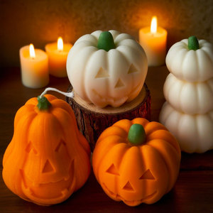 Bougie parfumée Jack O'Lantern d'Halloween effrayante, bougie en cire de soja en forme de citrouille, décoration d'intérieur, cadeau pour fête et festival - Product Image 4
