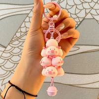Joli Pendentif Empilable en Silicone Motif Cochon et Panda de Dessin Animé, Accessoire Créatif pour Porte-clés de Voiture ou Sac, Petit Cadeau pour Couples