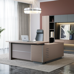 Mesa DE OFICINA DE MADERA Modern Manager Boss Escritorio de computadora Escritorio de oficina de lujo Escritorio moderno Juego de muebles de oficina Mesa de juegos - Product Image 2