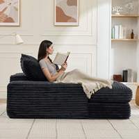Chaise longue extra-large, coussin moelleux, canapé-lit confortable en velours côtelé, accoudoirs larges, mousse haute densité