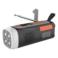 Radio FM DAB d'urgence portable 4500mAh Radio extérieure solaire à manivelle Haut-parleur BT sans fil avec lanterne d'alarme SOS et lampe de poche