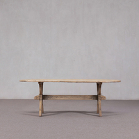 Table à manger ovale en bois massif, faite à la main, stable, 10 places, design antique, luxueux, écologique, rustique, Wabi-Sabi, pour salle à manger/salon