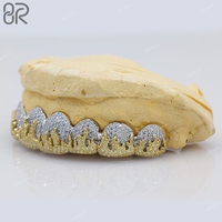 Personnalisé Vvs Moissanite Grillz Nid D'abeille Style Hip Hop Glacé Rond Brillant Coupe 925 Argent Plaqué Or Dents Grillz pour Rappeur