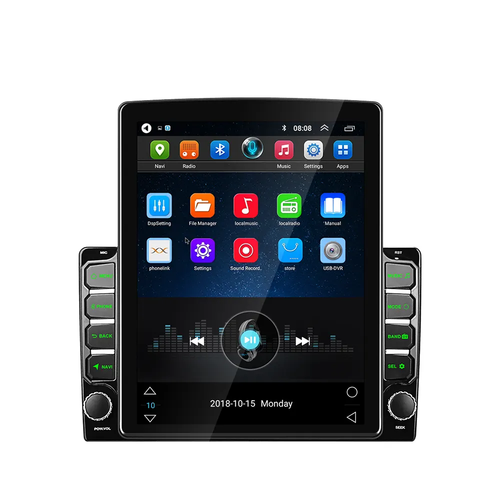 Autoradio Android double din 1 + 16G/2 + 32G Autoradio avec écran vertical 9.7 ''2.5D Navigation GPS/Wifi/BT/FM/RDS/OBD2
