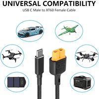 Adaptateur USB-C vers XT60, câble de charge en nylon Type-C, PD 100W 20V/5A, connecteur rotatif à 180° pour utilisation avec drone