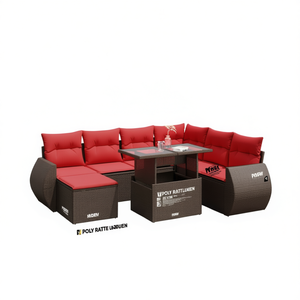 Set Divano da Giardino in Polyrattan 8 Pezzi Marrone con Cuscini Arredamento da Esterno Design Contemporaneo - Product Image 1