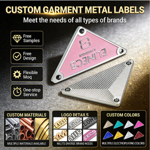 Etiqueta Metálica Grabada para <span class=keywords><strong>Ropa</strong></span>, Placa <span class=keywords><strong>de</strong></span> Metal con Logotipo <span class=keywords><strong>de</strong></span> <span class=keywords><strong>Marca</strong></span> Personalizado, Esmalte Plateado y Epoxi Rosa, Duradera - Product Image 1