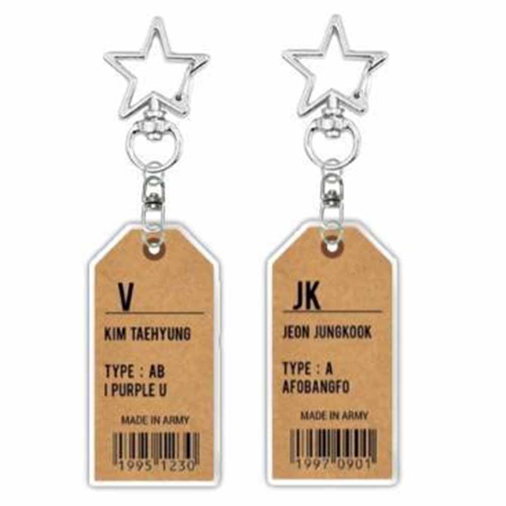 KPOP JungKook V Jimin Name Tag Acrylic Keychains Jin Suga RM J