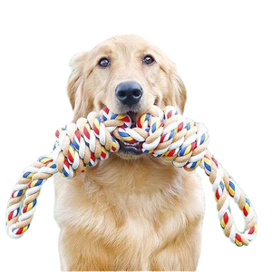 Jouet en corde de coton pour chien, résistant aux morsures, interactif, pour la dentition, avec nœuds - Product Image 1