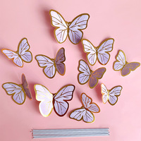 Vente en gros de 10 pièces, 6 pièces, style Ins, papillon, décoration de gâteau en papier, fournitures de pâtisserie