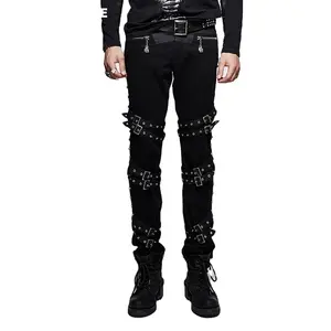 Punk Rave Goth Phong Cách Quần K-206 100% Cotton Cộng Với Kích Thước Quần Casual Thắt Lưng Trang Trí Người Đàn Ông Quần Bút Chì