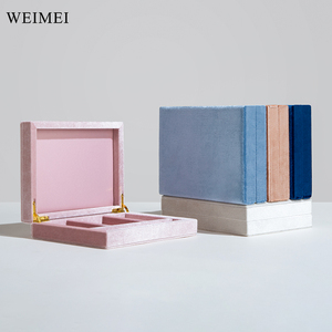 WEIMEI Fashion Blue Flannel Velvet Jewel Organizer Packing Watch <b>Earring</b> Necklace Ring Jewelry <b>Box</b> - Product Image 3