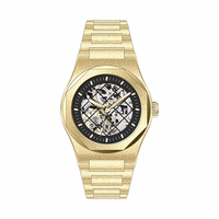 Montres dorées automatiques mécaniques squelette givré de qualité supérieure pour hommes