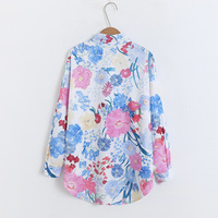 Chemisier en mousseline à manches longues pour femme, coupe ajustée, imprimé floral, avec manches cloche – Nouvelle collection printemps