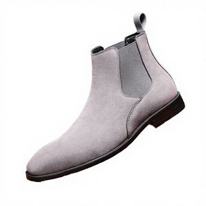 High Top Casual Boots Men Lace-Up <b>Flat</b> Light Weight Anti-Slip Waterproof Genuine Leather Thick Rubber Sole Soft <b>Pointed</b> <b>Toe</b> - Product Image 2