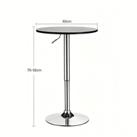 Table de bar ronde moderne en MDF à hauteur réglable avec pieds en métal chromé, mobilier commercial personnalisable en couleur