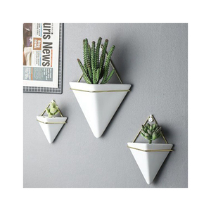 Greeny Shelf Plant Macetas de cerámica decorativa esmaltada Maceta de pared colgante en blanco y negro para el jardín y el balcón del hogar - Product Image 2