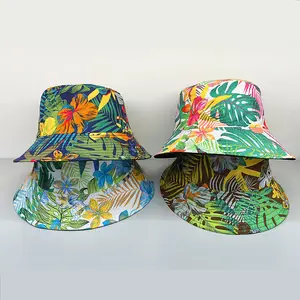 Chapéu tropical reversível estampado, chapéu de balde para viagem, para homens e mulheres