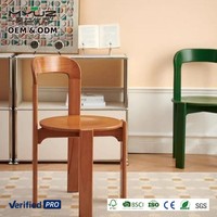 Chaise Rey Courbée Rétro Mid-Century pour Cuisine et Salle à Manger avec Cadre en Bois de Frêne Empilable, Tabouret de Bar Rey en Bois Massif