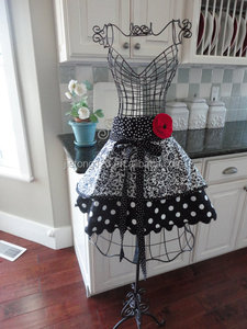 <span class=keywords><strong>Tablier</strong></span> de cuisine pour <span class=keywords><strong>femme</strong></span> Sweety, 3 couches, imprimé à pois et à volants, rayures verticales orange, fleurs, en coton - Product Image 2