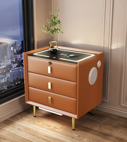 HANYEE Meubles de chevet intelligents en bois de pin avec chargeur USB sans fil, logo original, vente chaude