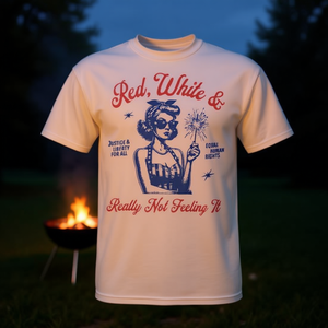 Camiseta roja, blanca y con la frase 'Really Not Feeling It' - Product Image 3