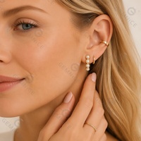 Boucles d'oreilles créoles en perles de fleurs en laiton Gemnel, vente chaude, échantillon de mode, plaqué or 18 carats, matériau personnalisé, perles