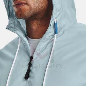 Chaqueta de lluvia cortavientos con diseño de logotipo personalizado para hombre, chaqueta impermeable de nailon Softshell tejida para deportes al aire libre, chaqueta para correr para hombre - Product Image 4