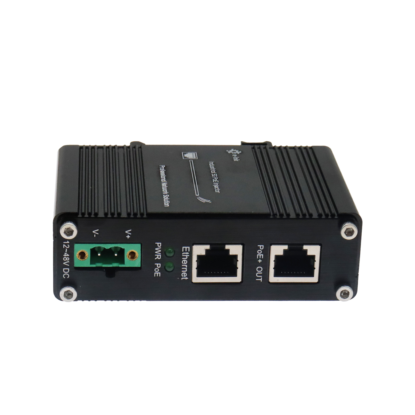 Industrial 5G PoE+ Injector Hardened IEEE802.3at/bt 30~90W Optional PoE Adapter with 12-48VDC Input DIN-Rail and Wall Mount